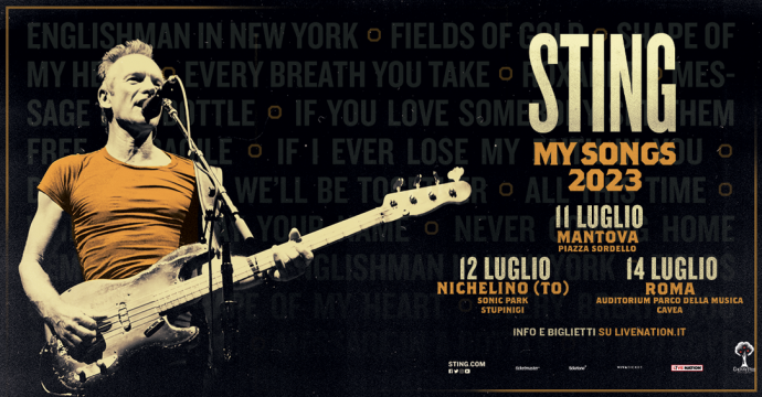 Sting: My Songs 2023, il grande ritorno di Sting in Italia con tre nuove date.